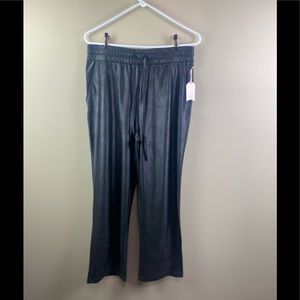 MAISON D'AMELIE Women’s Size M faux leather black wide leg pants NWT